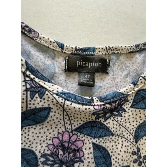 Picapino Girls Dress Size 4T, Cream Multicolor Floral Pattern - Picture 7 of 7